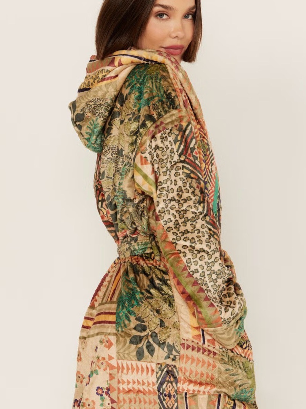 Johnny Was Fria Patchwork Velvet Cozy Robe - Picture 4 of 7